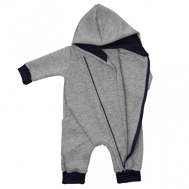 Дитячий теплий комбінезон з капюшоном для дитини від трьох місяців Gray