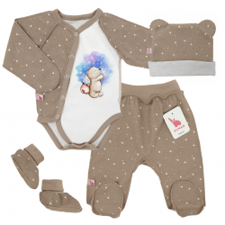 Комплект для новорожденного 4 в 1 Mocco с принтом мишка Комплект для новорожденного 4 в 1 Mocco с принтом мишка