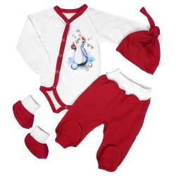 Новогодний комплект для новорожденного 4 в 1 с Пингвиненком Новогодний комплект для новорожденного 4 в 1 с Пингвиненком