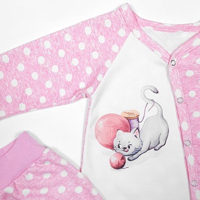 Дитячий набір для дівчинки бодік зі штанцями від трьох місяців Pink