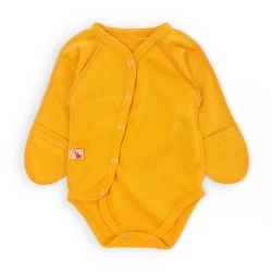 Solid Cotton Newborn Bodysuit with Diagonal Closure – Amber