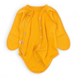 Solid Cotton Newborn Bodysuit with Diagonal Closure – Amber