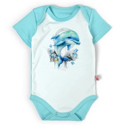 Dolphin Print Short-Sleeve Baby Bodysuit – Breeze