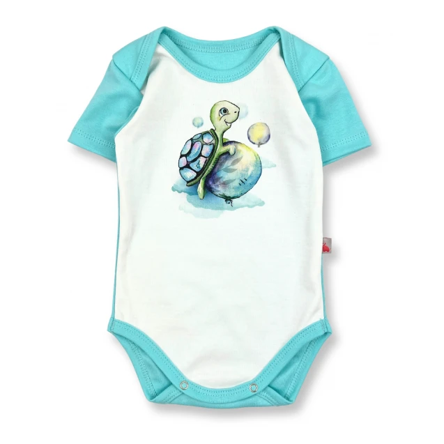 Illustrated Cotton Short-Sleeve Baby Bodysuit – Breeze Turtle