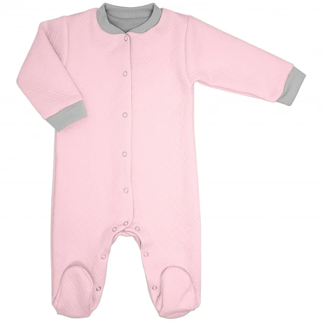 Warm Quilted Baby Girl Jumpsuit with Closed Feet