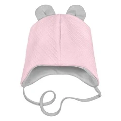Warm Demi-Season Baby Hat with Ears and Ties – Love