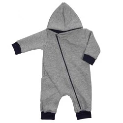 Warm Quilted Hooded Baby Boy Jumpsuit Gray
