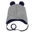 Warm Capiton Baby Hat with Ears and Ties – Gray