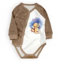 Bear Illustration Cotton Baby Bodysuit with Full-Length Snaps – Mocco