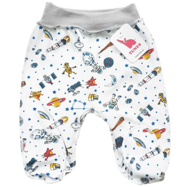 Space Newborn Footed Pants with Outside Seams