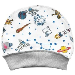 Cosmic Print Cuffed Newborn Hat – Space
