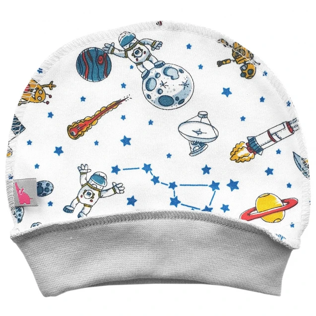 Cosmic Print Cuffed Newborn Hat – Space