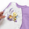 Illustrated Cotton Newborn Sleepsuit – Lavender Bee
