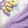 Illustrated Cotton Newborn Sleepsuit – Lavender Bee