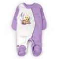 Illustrated Cotton Newborn Sleepsuit – Lavender Bee