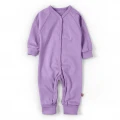 Solid Cotton Open-Foot Baby Sleepsuit – Lavender