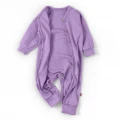 Solid Cotton Open-Foot Baby Sleepsuit – Lavender