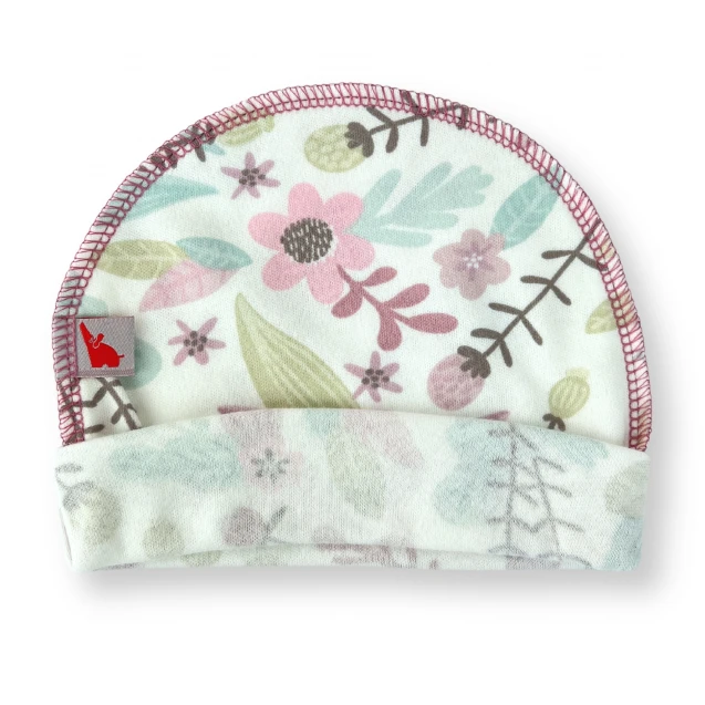 Floral Print Cotton Newborn Hat with External Seam – Magenta