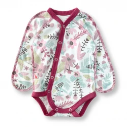 Floral Print Cotton Newborn Bodysuit – Magenta