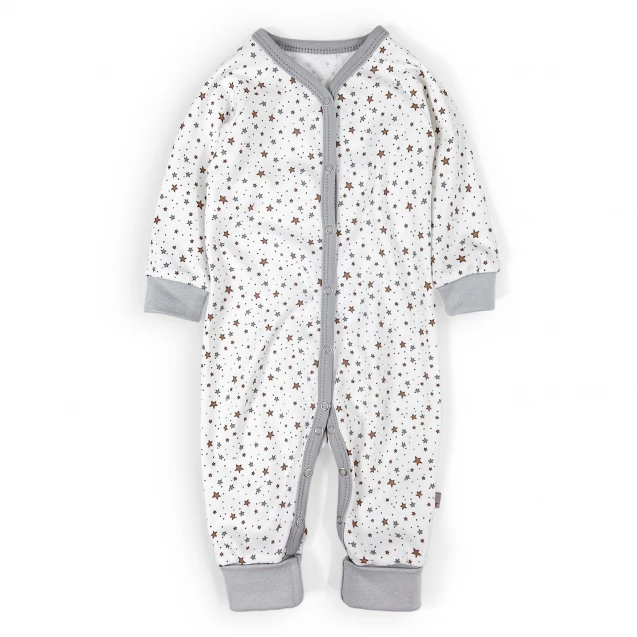 Cotton Baby Sleepsuit with Open Feet – Moon | Stars Pattern | 3–12 Months