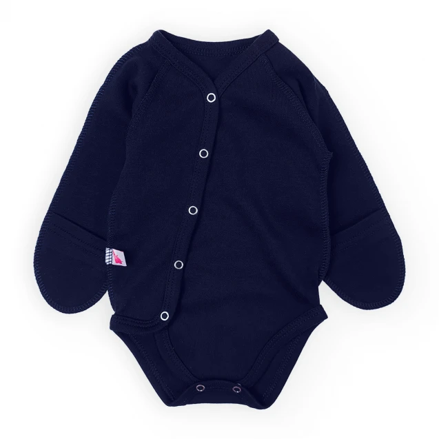 Solid Cotton Newborn Bodysuit with Diagonal Closure – Night