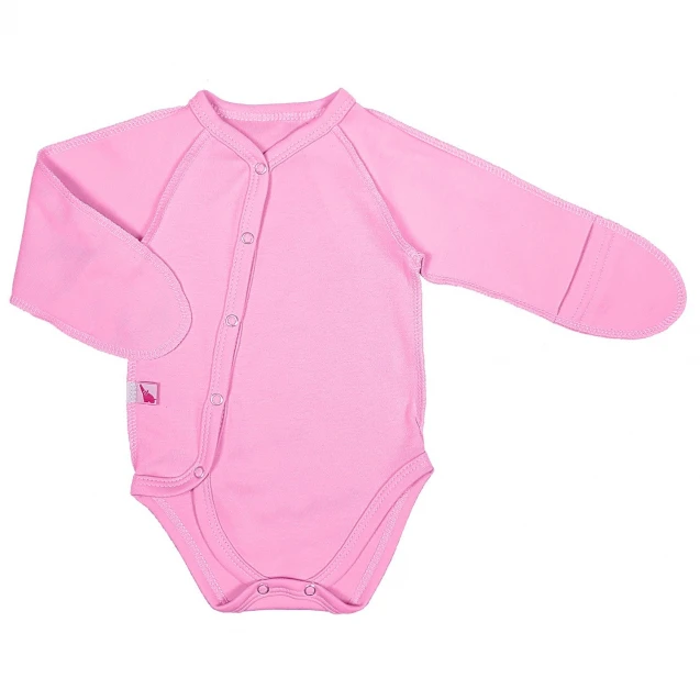 Solid Cotton Newborn Bodysuit with Diagonal Closure – Rose