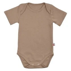 Solid Cotton Short-Sleeve Baby Bodysuit – Choco