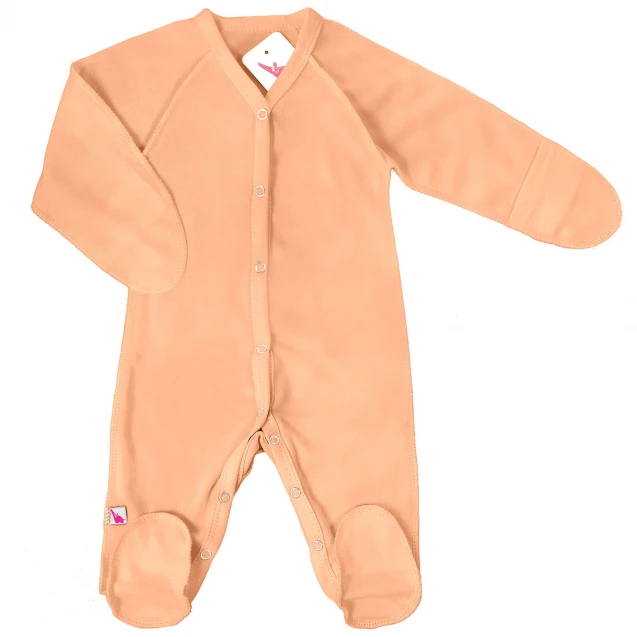Cotton Baby Sleepsuit with Closed Feet – Peach | 100% Cotton