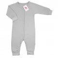 Solid Cotton Open-Foot Baby Sleepsuit – Gray