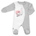 Illustrated Cotton Newborn Sleepsuit – Grey Kitten