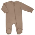 Solid Cotton Zip Baby Sleepsuit – Choco