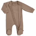 Solid Cotton Zip Baby Sleepsuit – Choco
