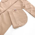 Solid Cotton Newborn Sleepsuit & Hat Set – Crema