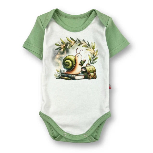 Illustrated Cotton Short-Sleeve Baby Bodysuit – Snail