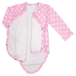 Polka Dot Long-Sleeve Baby Bodysuit – Pink